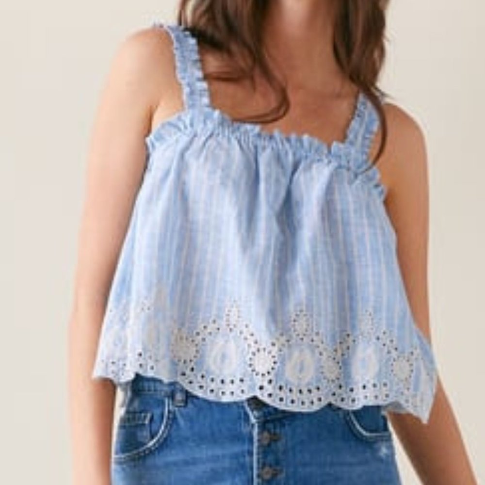 ZARA STRIPED RUFFLED TOP - Picture 2 of 6